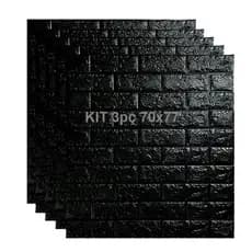 kit 3pc Painel 3d Tijolo Alto Relevo Adesivo 70x77cm Espuma