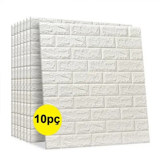 Kit 10 Painel Adesivo 3d Alto Relevo Tijolo 70x77cm Espuma