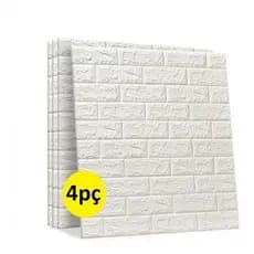 Kit 4pç Painel 3d Alto Relevo E Adesivo 77x70cm de Espuma