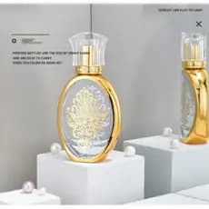 50ml Perfume Spray Garrafa Ouro Oval Vidro Cosméticos Embalagem Vazia Recarregável Amostra De Viagem