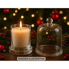5 Porta Velas De Vidro 210ml Com Cúpula De Vidro Copo P/ Velas