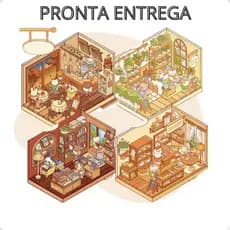 kit 4 adesivos 3d miniatura cenário de paisagismo kawaii fofo DIY scrapbooking crianças e adultos