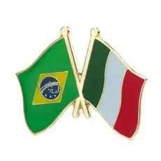 Broche Pin Brasil Itália União Países Descendência Italiana Conexão Ítalo Brasileiro