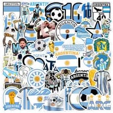50 Adesivos Argentina Messi Seleção Stickers Futebol Coleção Decoração