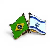 Broche Brasil Israel Pin Duplo Diplomático Ouro 18k Países Bandeiras
