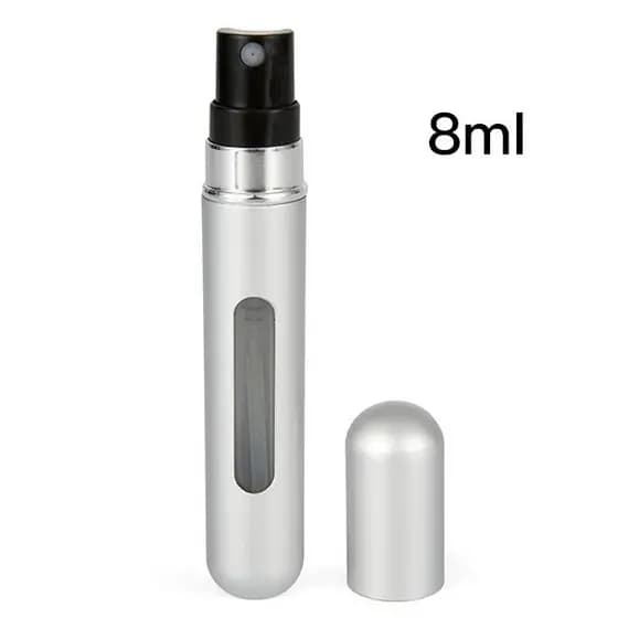 Porta Perfume Grande 8ml Recarregável Spray sistema hidráulico Prata Fosco Tamanho Quantidade liberado ANAC