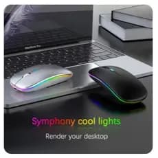 Mouse ergonômico sem fio para jogos, Mouse recarregável, RGB, Bluetooth, LED, PC, 3600D CINZA
