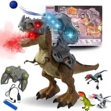 Dinossauro Grande Controle Remoto Recarregável Som E Fumaça