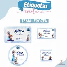 Etiqueta escolar Frozen - Etiqueta escolar personalizada - Diversos temas - Etiquetas Frozen - Etiqueta à prova d’água