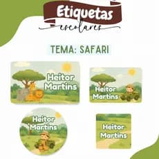Etiqueta Escolar Safari - Etiqueta escolar personalizada - Diversos temas - Etiqueta Safari