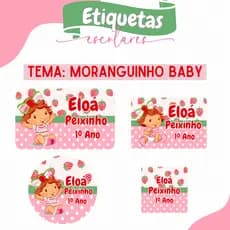Etiqueta escolar MORANGUINHO BABY - Etiqueta escolar personalizada - Diversos temas - Etiquetas MORANGUINHO