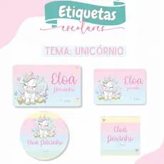 Etiqueta escolar UNICÓRNIO - Etiqueta escolar personalizada - Diversos temas - Etiquetas UNICORNIO