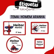 Etiqueta escolar HOMEM ARANHA - Etiqueta escolar personalizada - Diversos temas - Etiquetas Homem Aranha