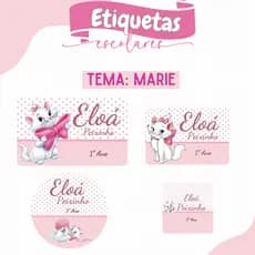 Etiqueta escolar MARIE - Etiqueta escolar personalizada - Diversos temas - Etiquetas GATINHA MARIE