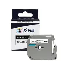 Fita Rotuladora Compativel Brother 12mm*8m M-K231 Preto no Branco XFull