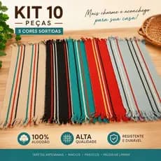 kit tapetes com 10 peças - cozinha, banheiro, área externa, cores variados COLORIDO, jogo americano
