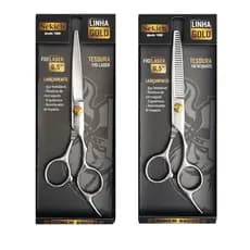 Par de Tesouras para Cabeleireiro Sekich Linha Gold Fio Laser e Desbaste 6.5 Polegadas