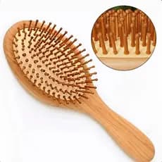 Escova de Bambu Madeira Natural para Cabelo Antifrizz