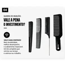 Kit com 4 Pentes Carbon Antiestáticos Profissionais