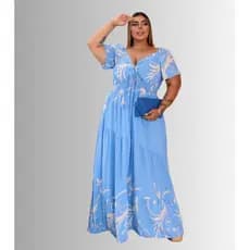 Vestido Feminino Longo Plus Size Estampado Blogueira Ate 58 Linha Premium
