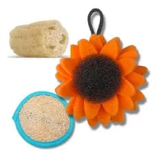 Bucha De Banho Espuma Bucha Vegetal Toco E De Rosto Kit 03pç