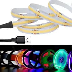 Fita Led DC 5V COB USB Flexível De De Largura RA 90 De Alto Brilho Barra De Luz Azul Branco Vermelho Verde Rosa Amarelo