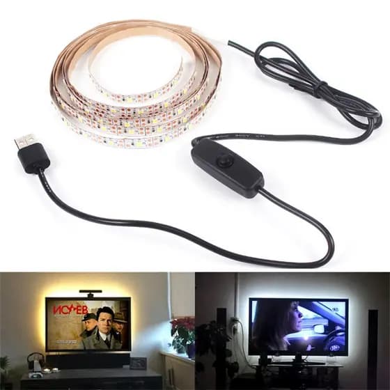 Lâmpada LED DC5V USB SMD3528 1M 2M 3M 4M 5M Com Fita Flexível De Fundo De TV De Mesa Branca Quente Iluminação De Quarto Branco