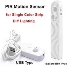 DC5V PIR Interruptor Sensor De Movimento USB Ou Bateria Alimentado Para Fita LED De Cor Única Sob O Armário Ligar/Desligar Na Cozinha Da Escada (Iluminação DIY)