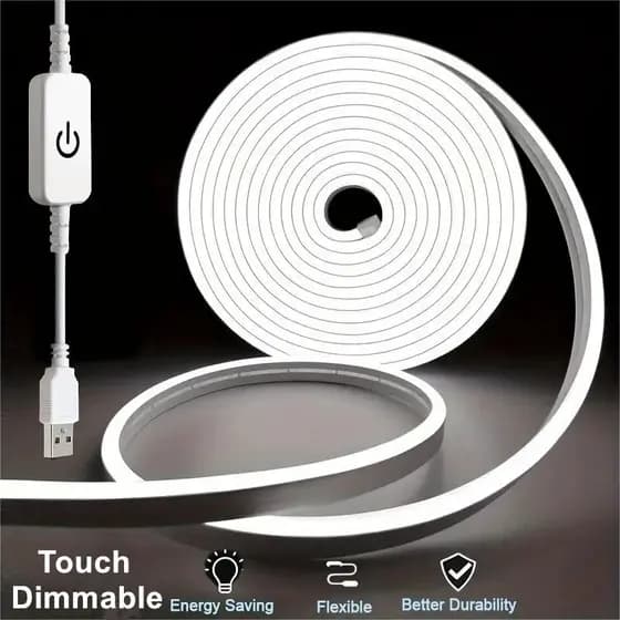 Luz De Néon Led Com Regulação De Fluxo Luminoso 5V USB Utilizada Para Meninas Lâmpada De Espelho Flexível Sem Brilho Fita De Sinalização 120LED/m Dimmer Ribbon 0.5m 1m 2m 3m 5m Decoração De Bricolage
