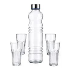 Kit Garrafa H2O 1L com 4 Copos Vidro Class Home