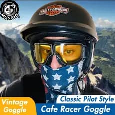 Óculos De Motocicleta De Couro Estilo Retro Cafe Racer Para Masculino E Mulheres/Pilotad/Scooter/ATV/Off-Road/Anti-Riscos