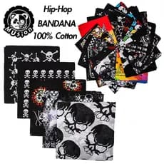 Musion 100% Algodão Hip Hop Lenço de Pescoço Estampa Paisley  Bandana Feminina Acessório De Cabelo Para Mulheres/ Homem / menino / menina