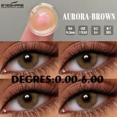 Eyeshare (0.0 ~ 7.0) AURORA BROWN 1 Parmiopia Grade Lente De Contato Com Anual Natural 14.2 Mm