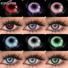 Lentes EYESHARE 2 Pçs Cosplay Halloween De Contato Coloridas Colorido Contatos Vermelho Marrom Cinza Azul Rosa Para Olho