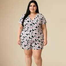 Pijama Feminino Americano Curto Plus Size Aberto Com Botões Amamentação