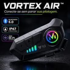 Intercomunicador Bluetooth Capacete Y10 RGB Som Hi-Fi IP67 Redução de Ruído Comando de Voz Moto