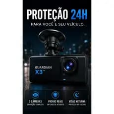 Câmera Veicular Full HD DVR Carro 1080P 3 Câmeras Frontal Interna Traseira Visão Noturna Tela LCD