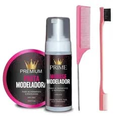 Kit 1un Pasta Modeladora Prime 150g + 1un Mousse + 2un Pentes Para Baby Hair