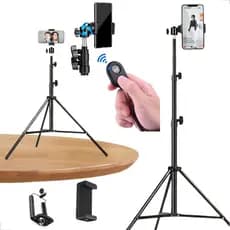 Tripé Pedestal 2,10m Suporte Celular + Controle Foto Vídeo Luz Câmera Estúdio Profissional