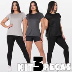 Kit 3 Blusas Feminina Tapa Bum Bum Academia Dry Fit Camisa Musculação Treino Camiseta