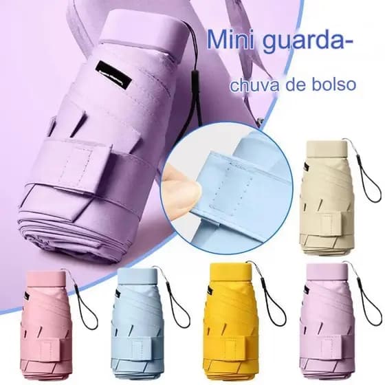Mini Guarda sol Guarda Chuva Anti-UV Com Estojo Dobrável alça regulável proteção UV várias cores