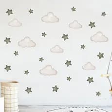 Adesivo de Parede Nuvens e Estrelas do Aviador Verde