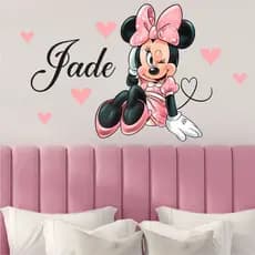 Adesivo De Parede Infantil Desenho Minnie Com Nome