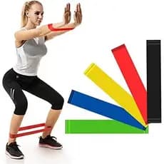 Kit 5 Banda Faixa Elástica de Resistência Mini Band para Treino Yoga Pilates Treino Academia Musculação