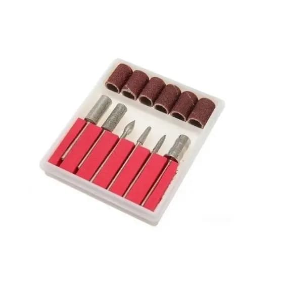 Kit Refil 6 Lixas + 6 Brocas Lixa Elétrica Lixadeiras Unhas Salão