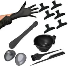 Kit Tintura completo Luvas Pincel Pente Tigela e Piranha
