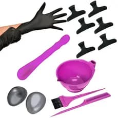 Kit Tintura Coloração Luvas Pincel Pente Tigela e Piranha
