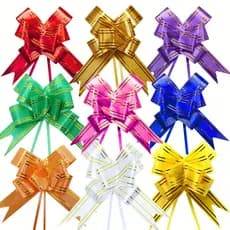 200 Peças Laço Fácil com Fio Dourado 30mm x 48cm Varias cores, Pacote com 200 Unidades de uma cor