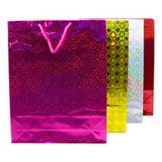 Sacola de Papel Para Presente 3D Tam.34x26x8 Kit 12 Unidades Holográfico