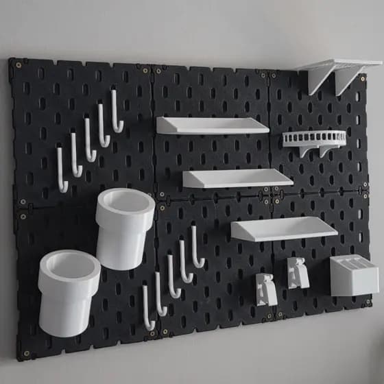 Painel Organizador Pegboard tipo Skadis 60×40cm + 20 Acessórios Diversos Inclusos | Design Premium